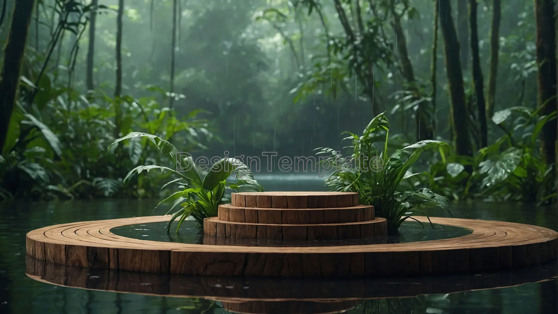 Serene Greenhouse Effect Tropical Garden Image